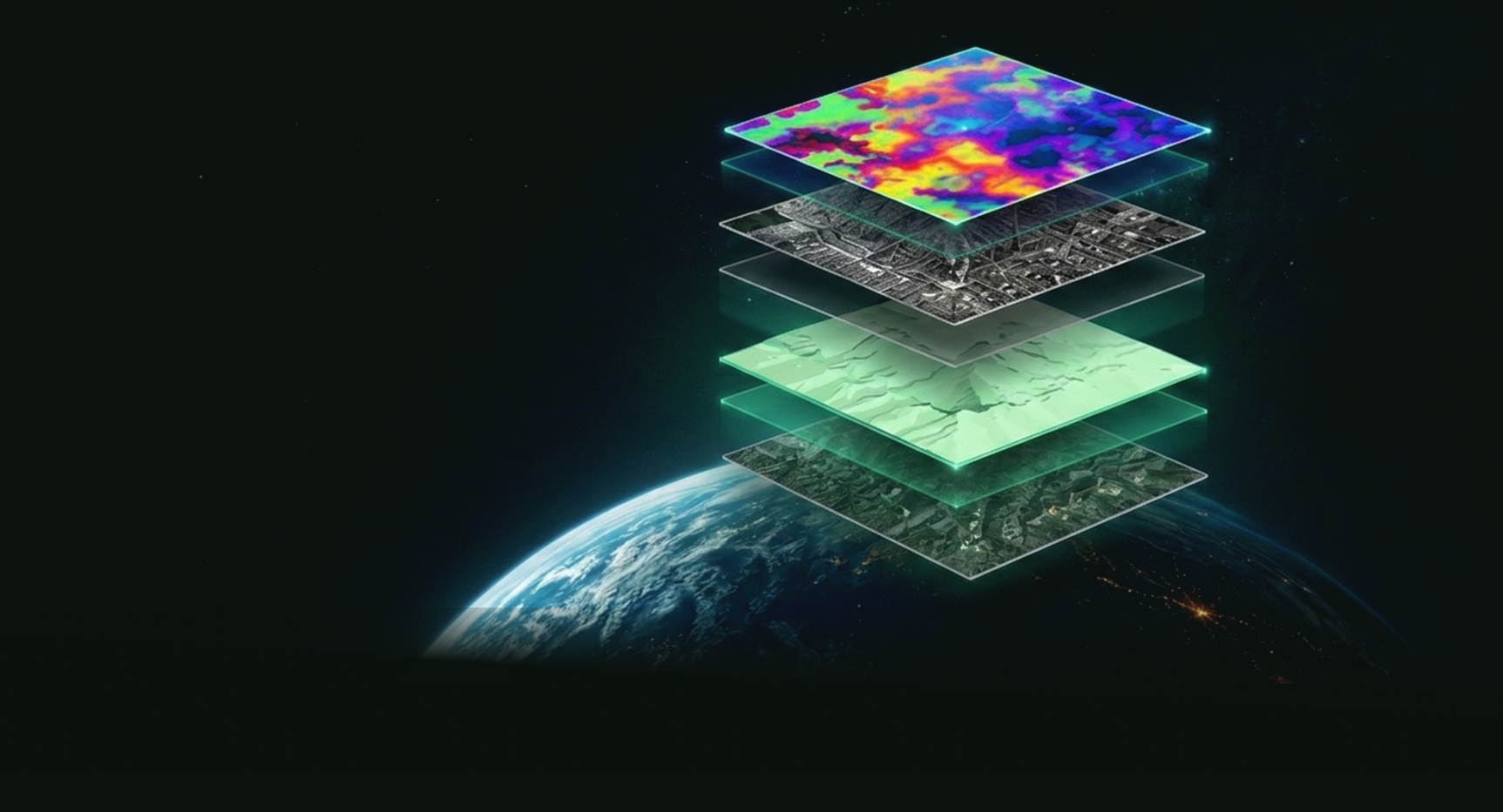 Satellite data layers over Earth